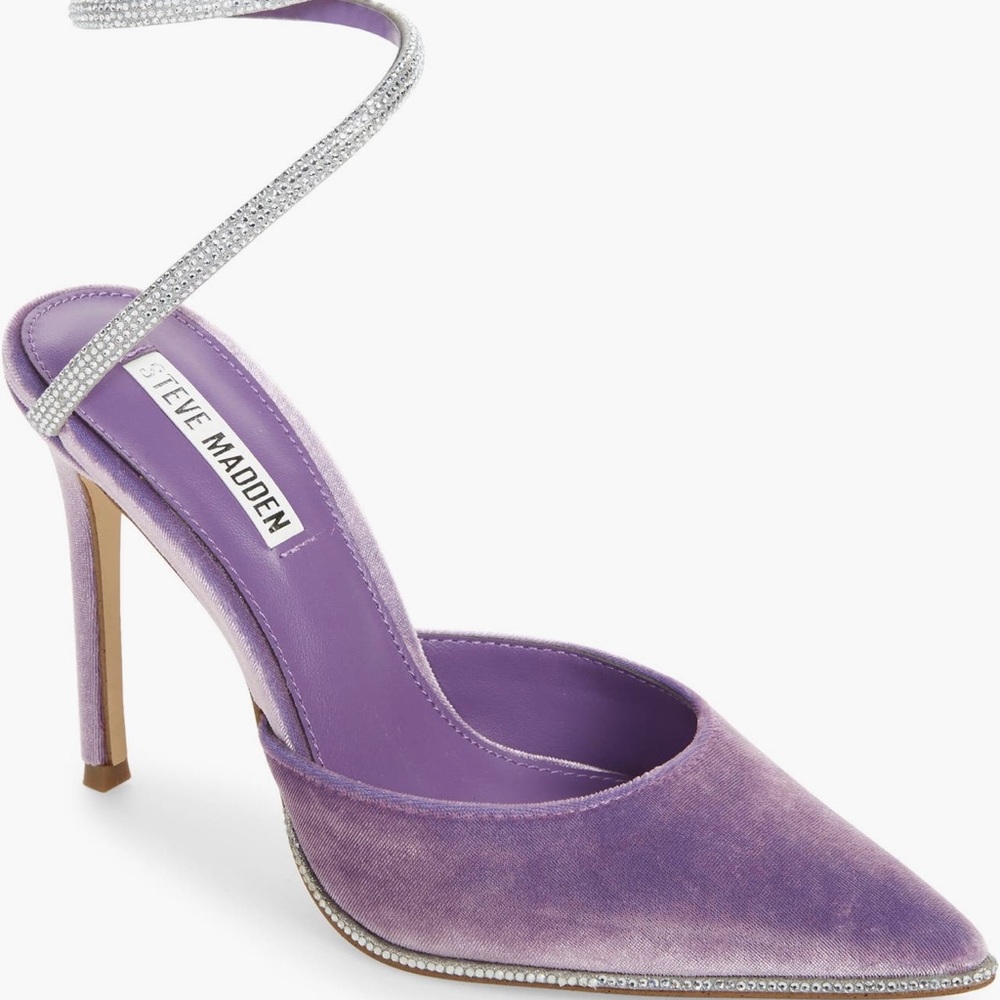 Steve Madden Purple Velvet Heels with Ankle Strap